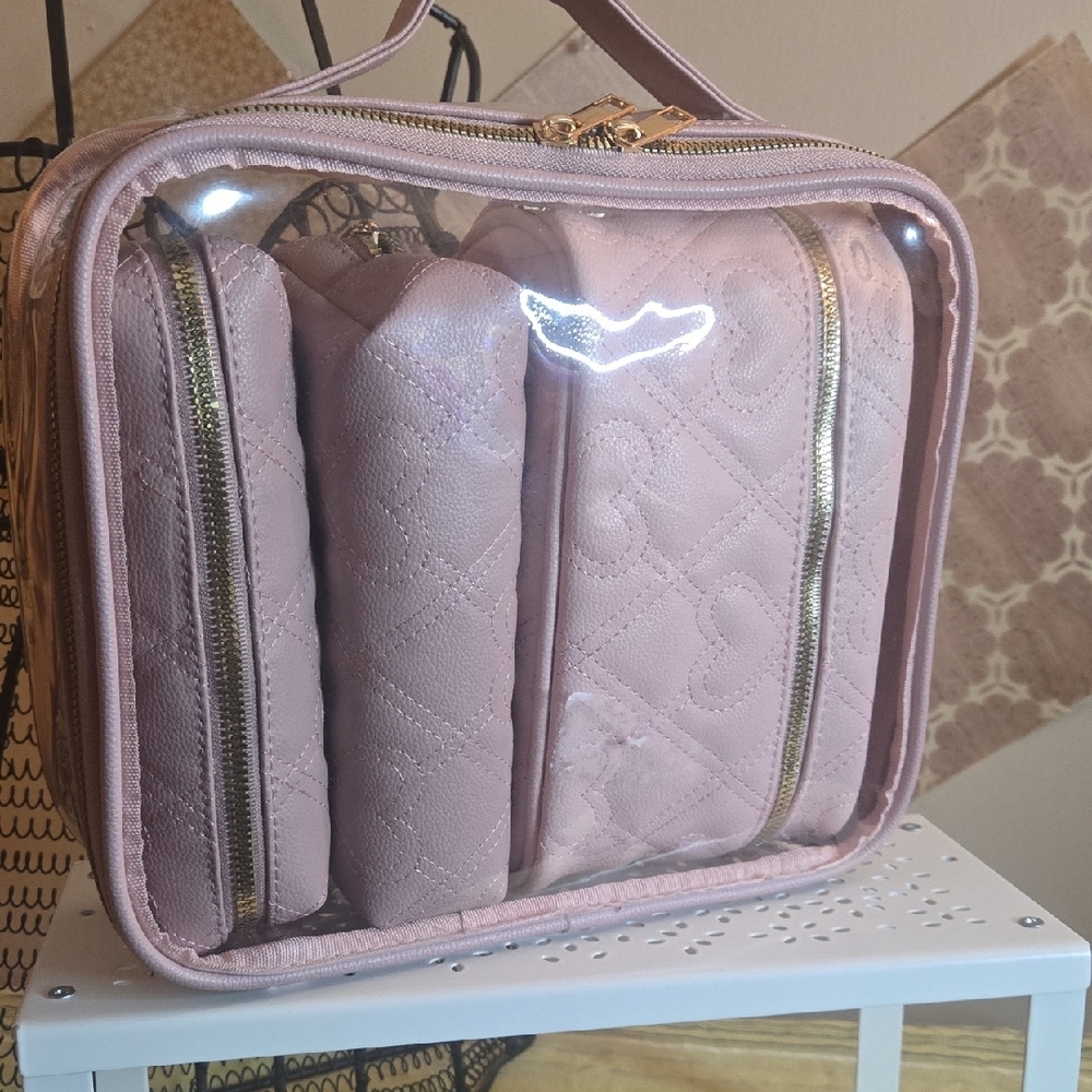 Pink Quilted Women's Bag Set